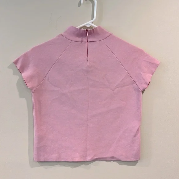 🔥Zara Pink Fitted Ribbed T-Shirt with Mandarin Collar🔥 - Picture 2 of 6